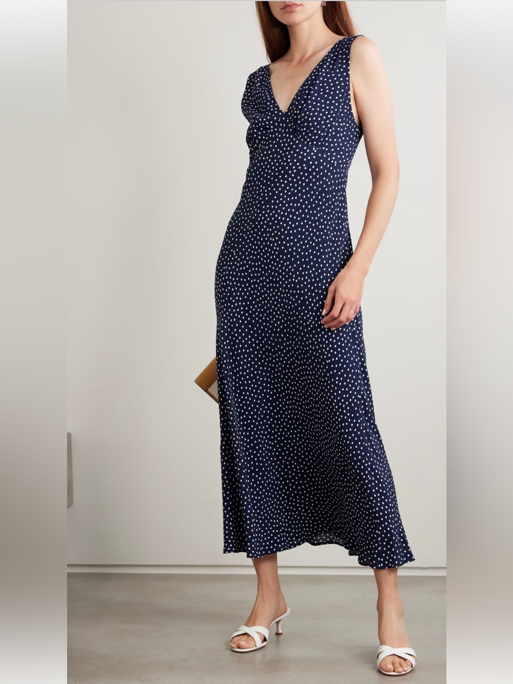 NWT retail $169 size 10 #Anthropologie, #RIXO. Polka dot navy midi dress.